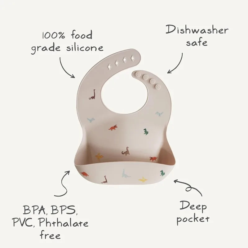 Bavoir bébé ajustable en silicone imperméable avec poche à miettes