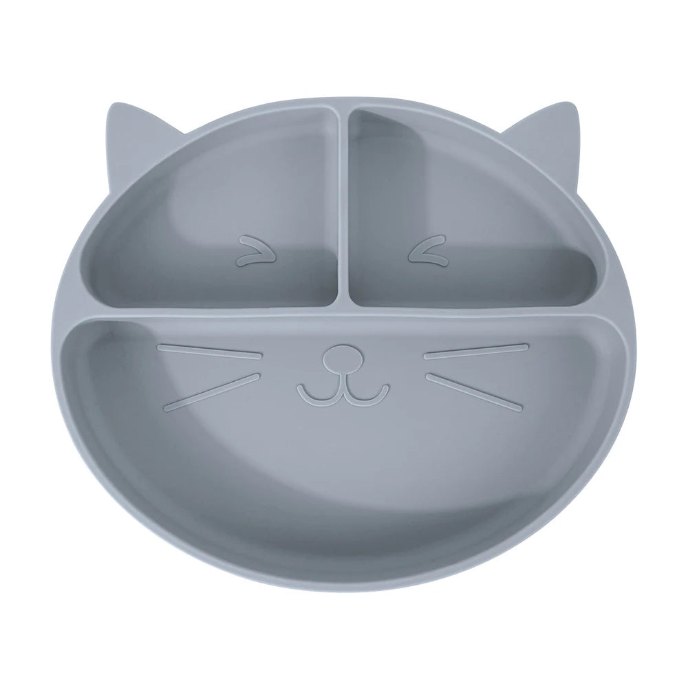 Ensemble repas pour tout-petits – Assiette et bol antidérapants en silicone à motifs.