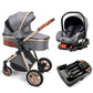 Poussette 3 en 1 à profil haut avec siège auto et fixation ISOFIX