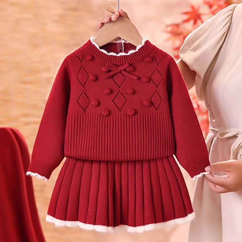 Christmas Knit Outfit for Baby Girls