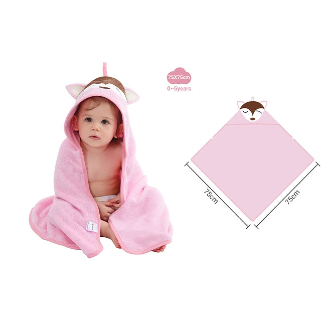 Serviette de bain à capuche Lion mignon – Peignoir de bain doux en bambou pour enfants