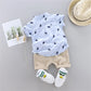 2-Piece Baby Summer Outfit – Crown Print Short Sleeve Top & Shorts Set
