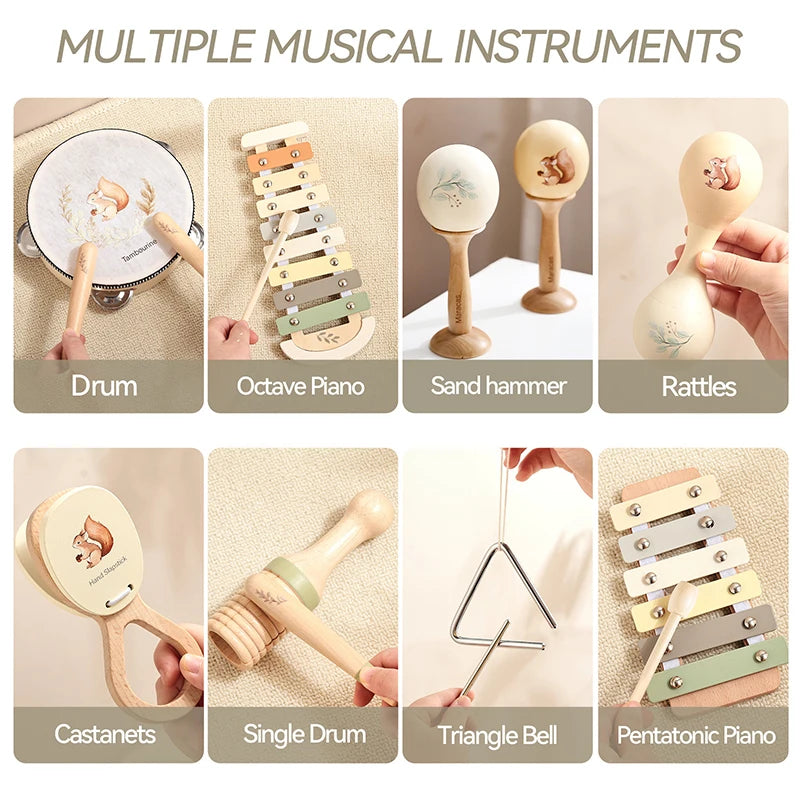 Ensemble musical Montessori – Maracas écureuil et plus encore !