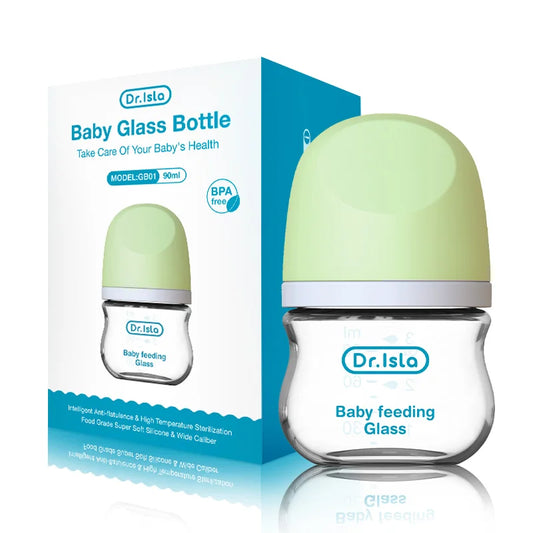 Dr.Isla Newborn Glass Feeding Bottles – 90ml/160ml, Anti-Colic, BPA-Free