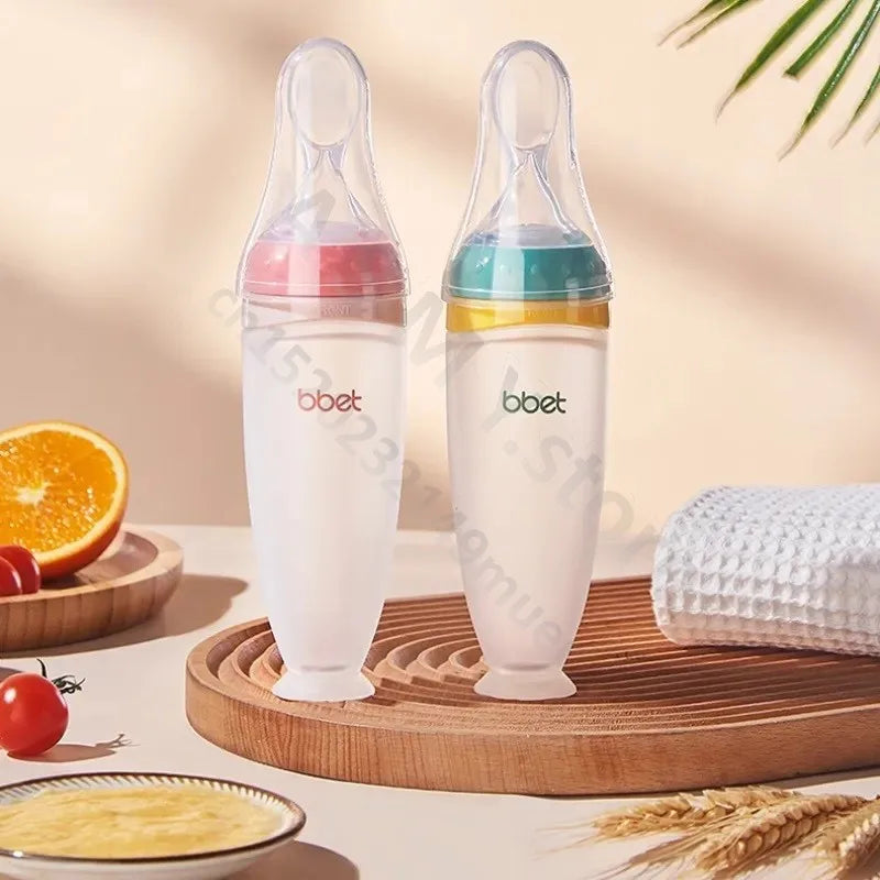 BBET Baby Food Feeder | Silicone Squeeze Bottle with Spoon for Infants