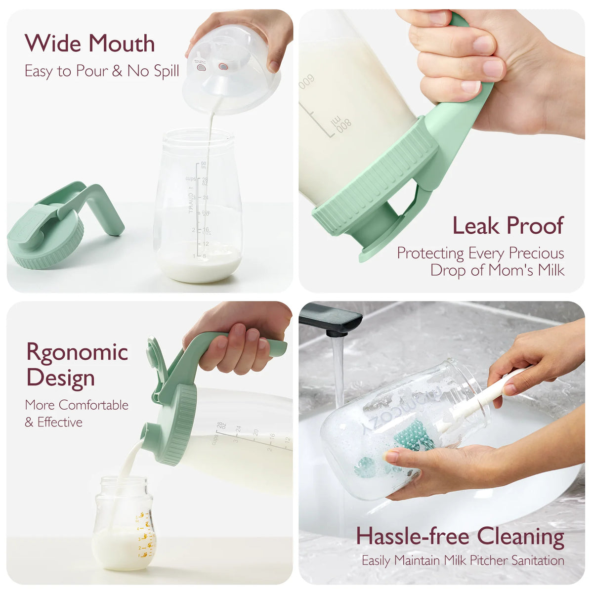 Momcozy Breastmilk Pitcher – Leak-Proof Glass Storage, Temp-Resistant, Fast Formula Prep