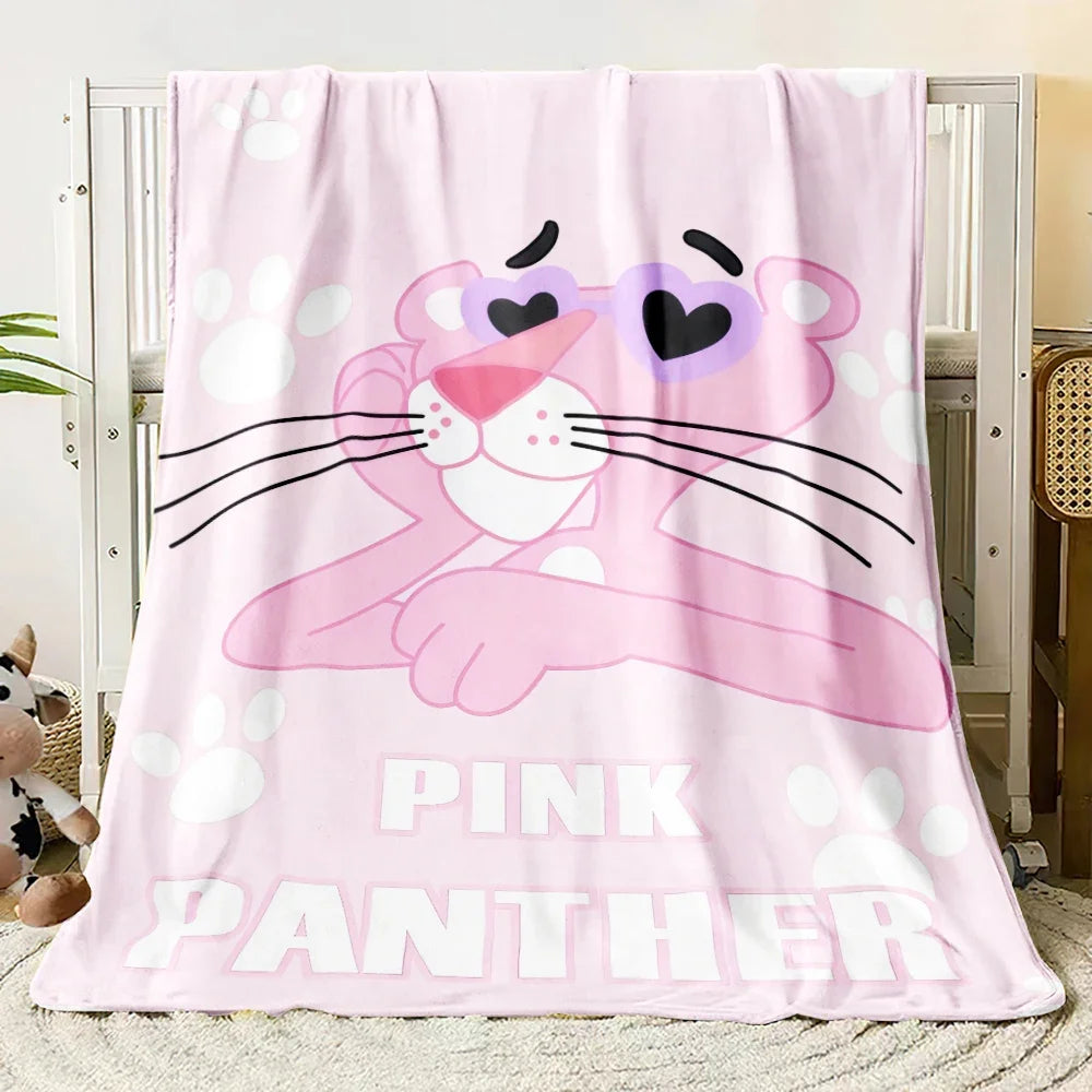 MINISO Pink Panther Flannel Blanket Suitable for Bedroom, Iving Room,sofa,student Nap,office Nap,camping Trip,children's Gift