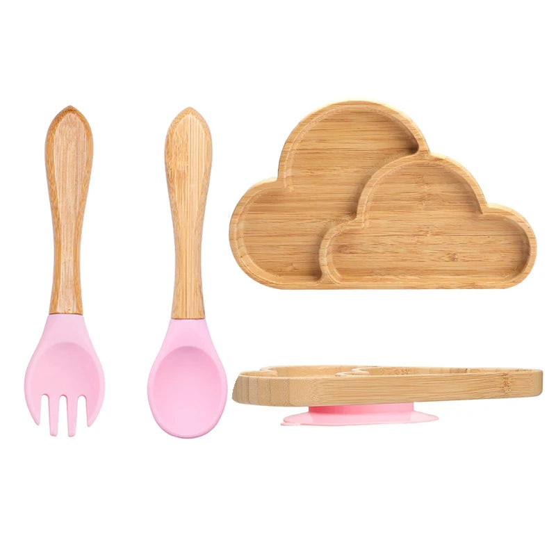 Baby Dinnerware – 3PCS Bamboo Plate & Suction Tableware