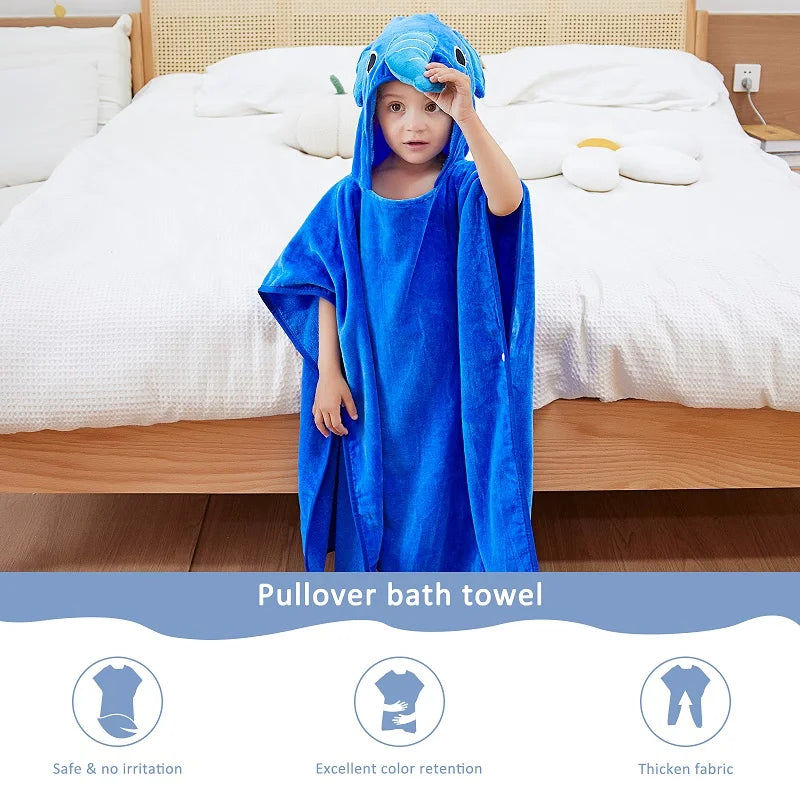 Serviette de bain à capuche pour enfants MICHLEY Fox – Peignoir poncho en coton (2–6 ans)