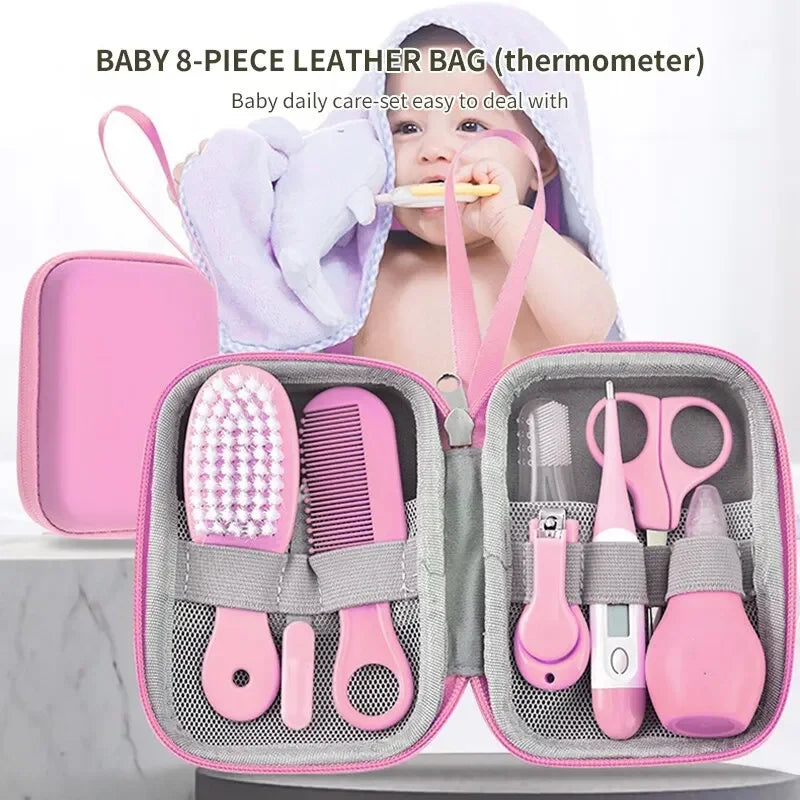 Kit de toilettage pour bébé 8 pièces – Brosse douce, peigne et coupe-ongles