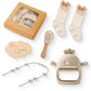 Newborn Bath Gift Set – Cotton Blanket, Milestone Cards & Rattle