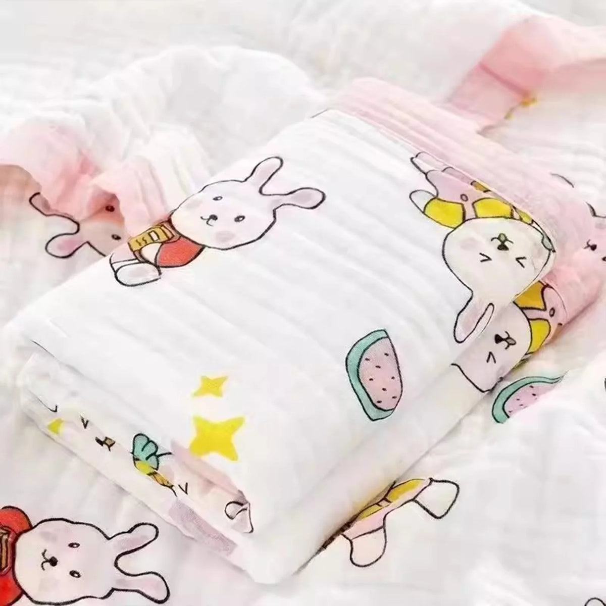 Serviette bébé en gaze 6 épaisseurs – Coton ultra doux, 110×110 cm