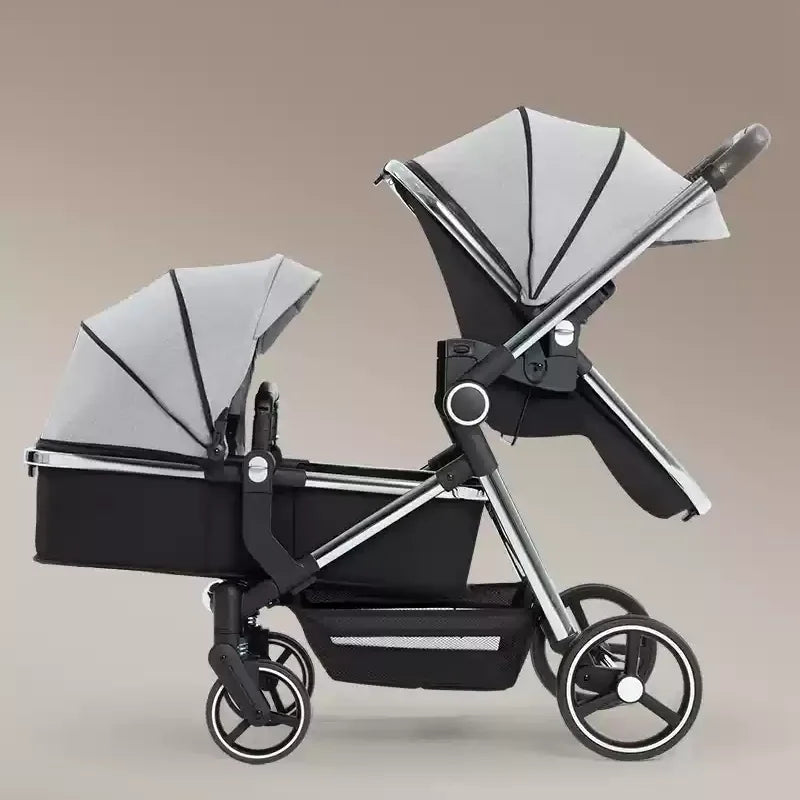 Poussette double 2025 – Poussette double de haute qualité avec garantie d'un an