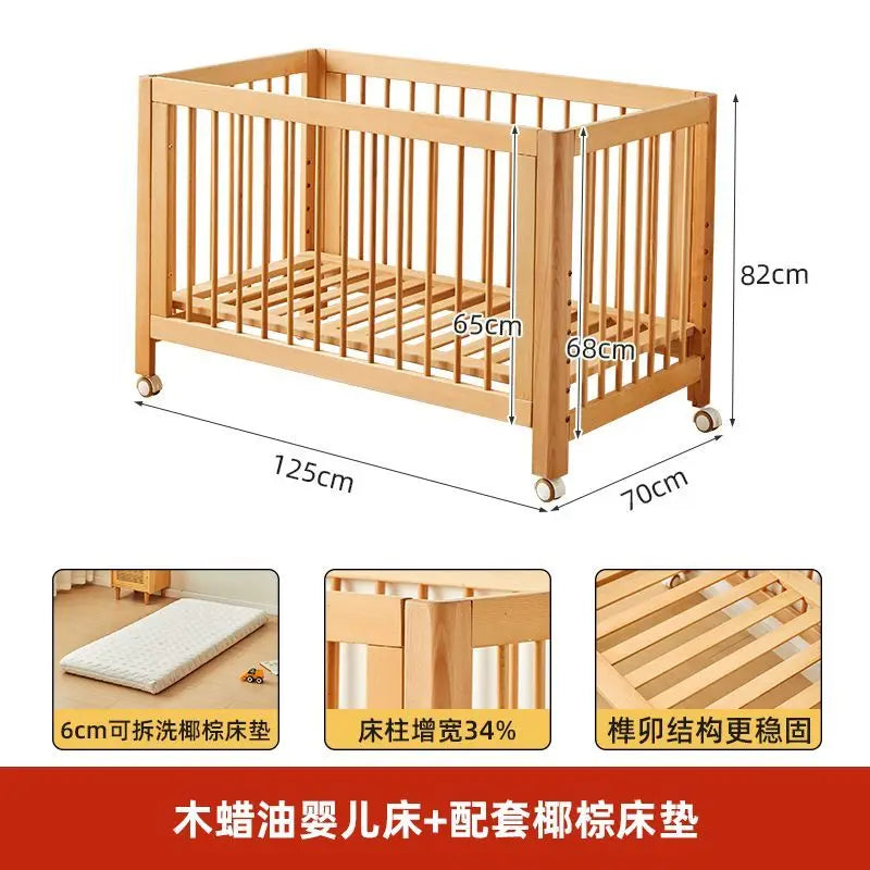 Lit bébé réglable en hêtre – Modèle convertible et sécurisé