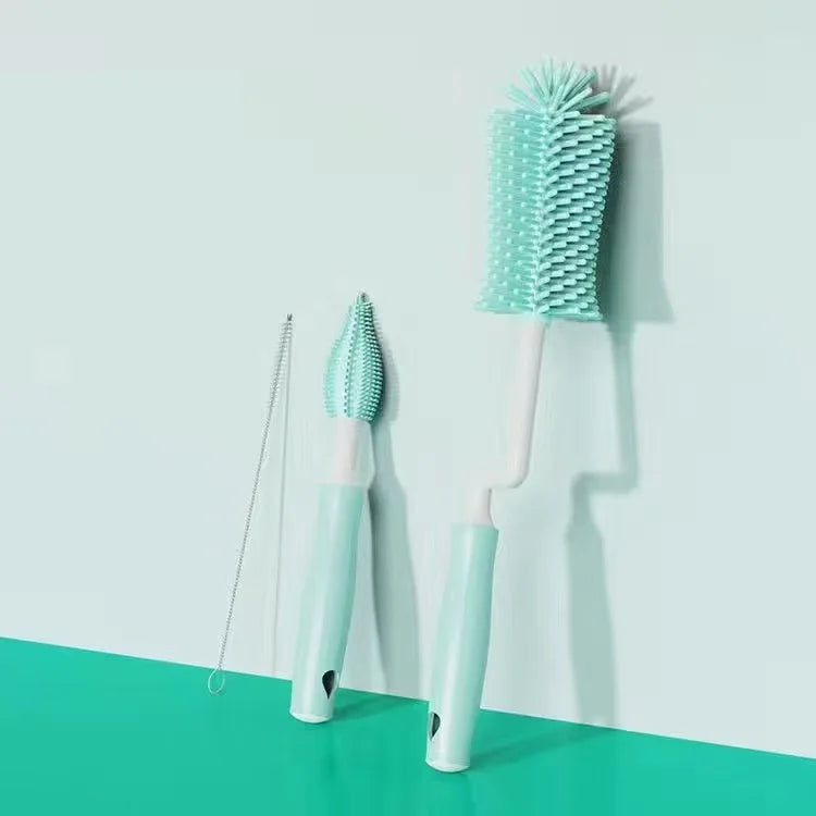 Kit de nettoyage en silicone à 360° | Brosse pour biberons, tétines et pailles