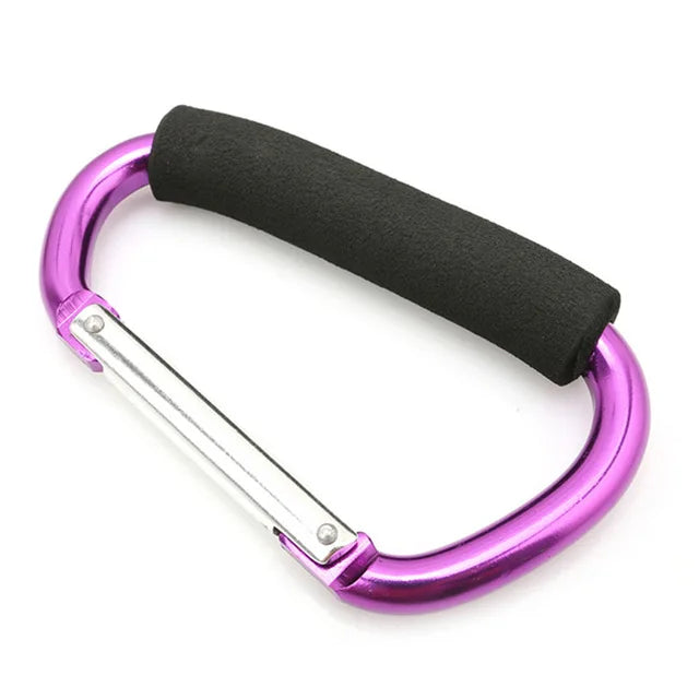 Large Aluminum Carabiner Stroller Hooks – D-Ring Organizer Clip