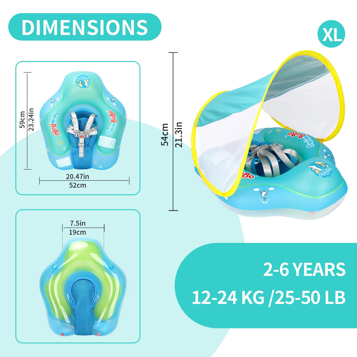 Bouée de natation pour bébés – Cercle de natation Swimbobo amélioré pour enfants