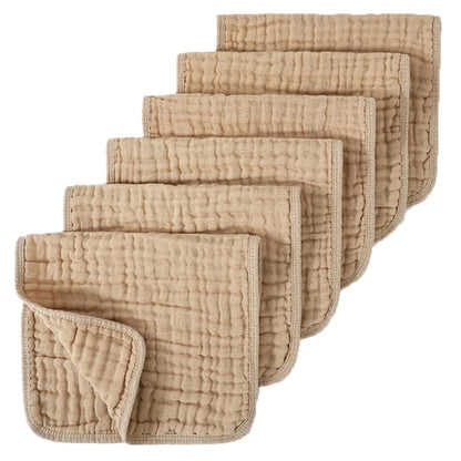 Ensemble de 6 serviettes pour bébé – Lingettes en mousseline de coton 6 épaisseurs pour le visage et le dos