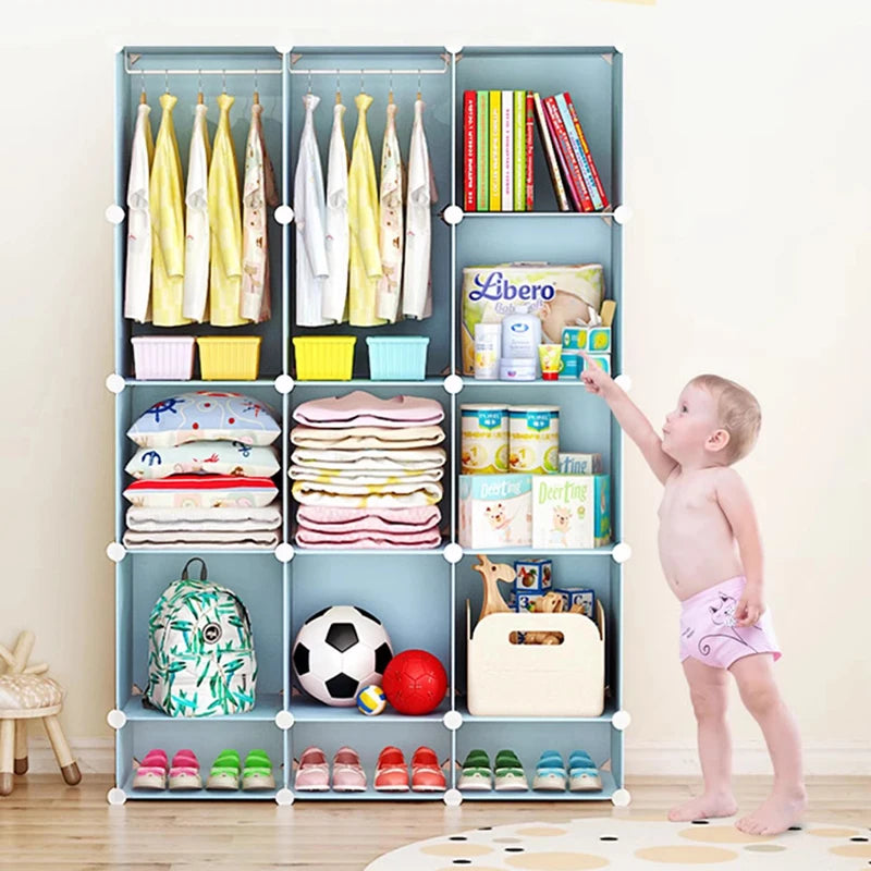 Armoire enfant en plastique – Étagères cubiques et rangement pour vêtements