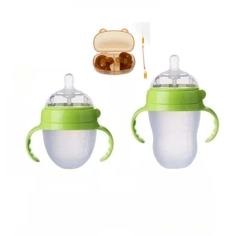 Silicone Nano Baby Bottle – 150/250ml, Handle, Anti-Choking, for 0–9 Months
