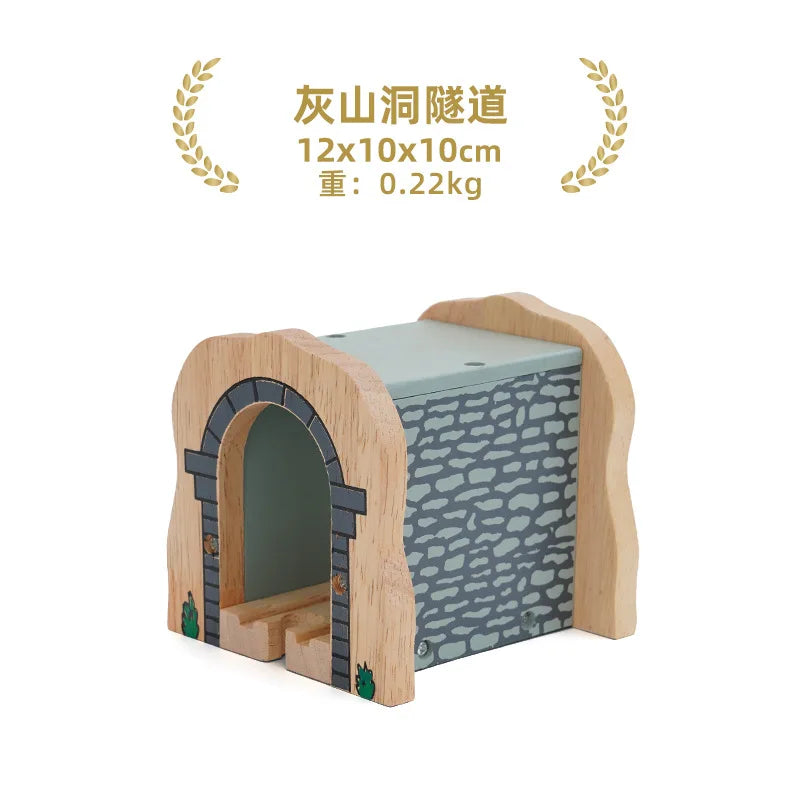 Wooden Train Track Set – Racing, Bridges & Tunnel Accessories Toy