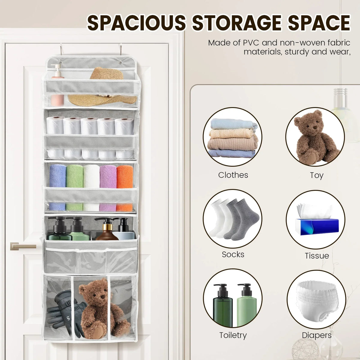 Over-Door Hanging Organizer – Multi-Pocket Storage for Toys & Baby Essentials