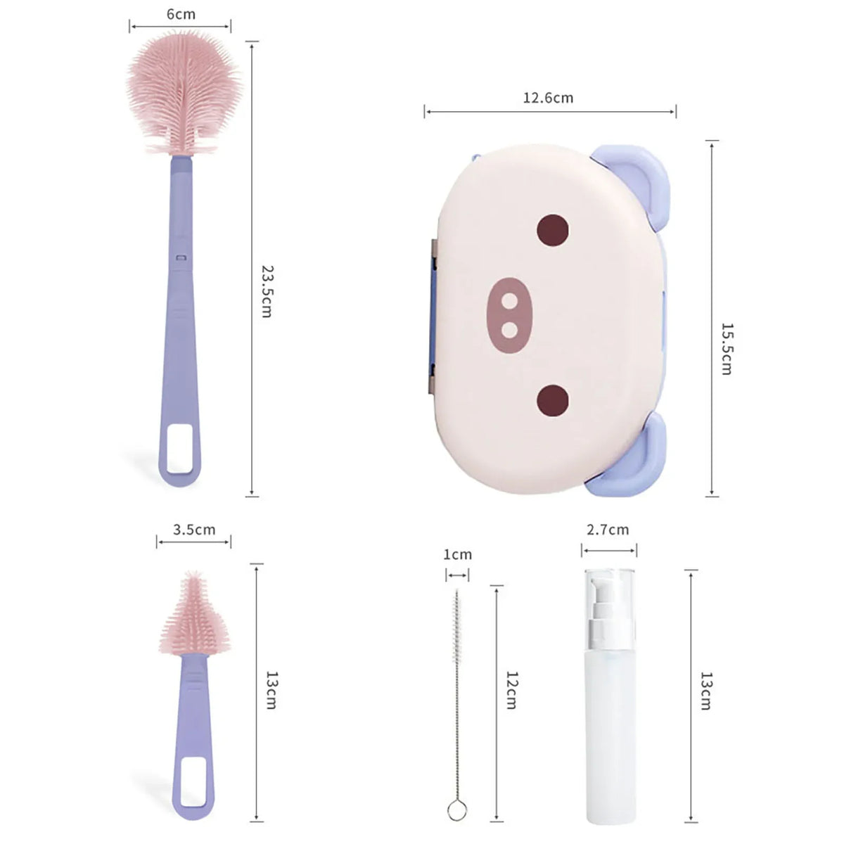 Travel Baby Bottle Cleaning Kit | Brushes, Nipple & Straw Cleaner with Organizer