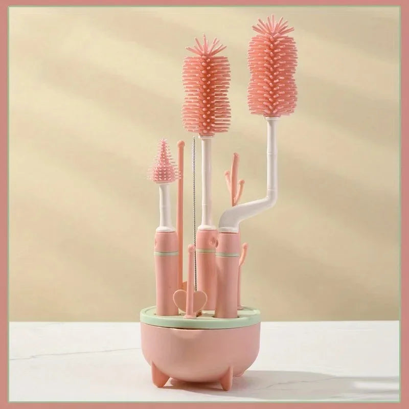 Kit de nettoyage portable pour biberons | Ensemble 6 en 1 avec goupillons et boîte de rangement