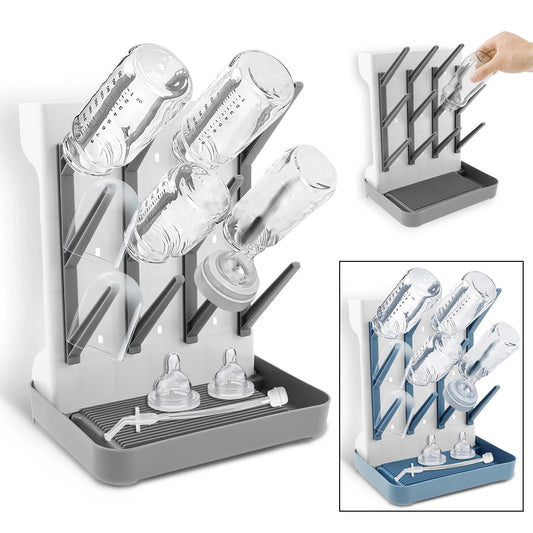Baby Bottle Holder & Drainer – Bottle Drying Rack with Drip Tray