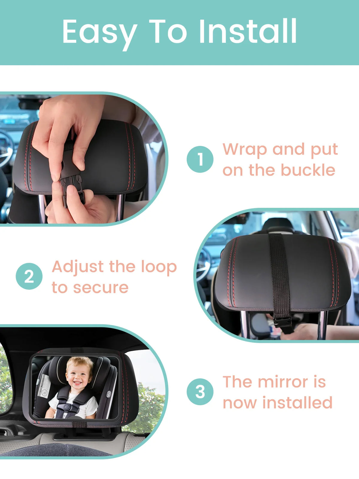 Car Safety Mirror for Babies | Wide-Angle Rear View