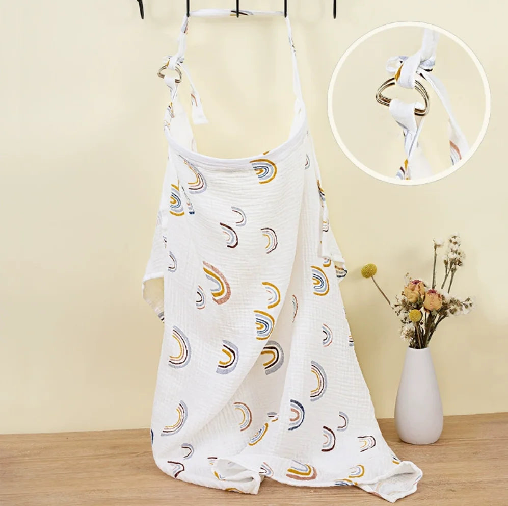Breathable Muslin Nursing Apron – Cotton Baby Feeding Cover