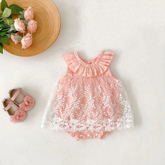 Summer Baby Girl Jumpsuit – Soft Yarn Princess Suspender Style Outfit