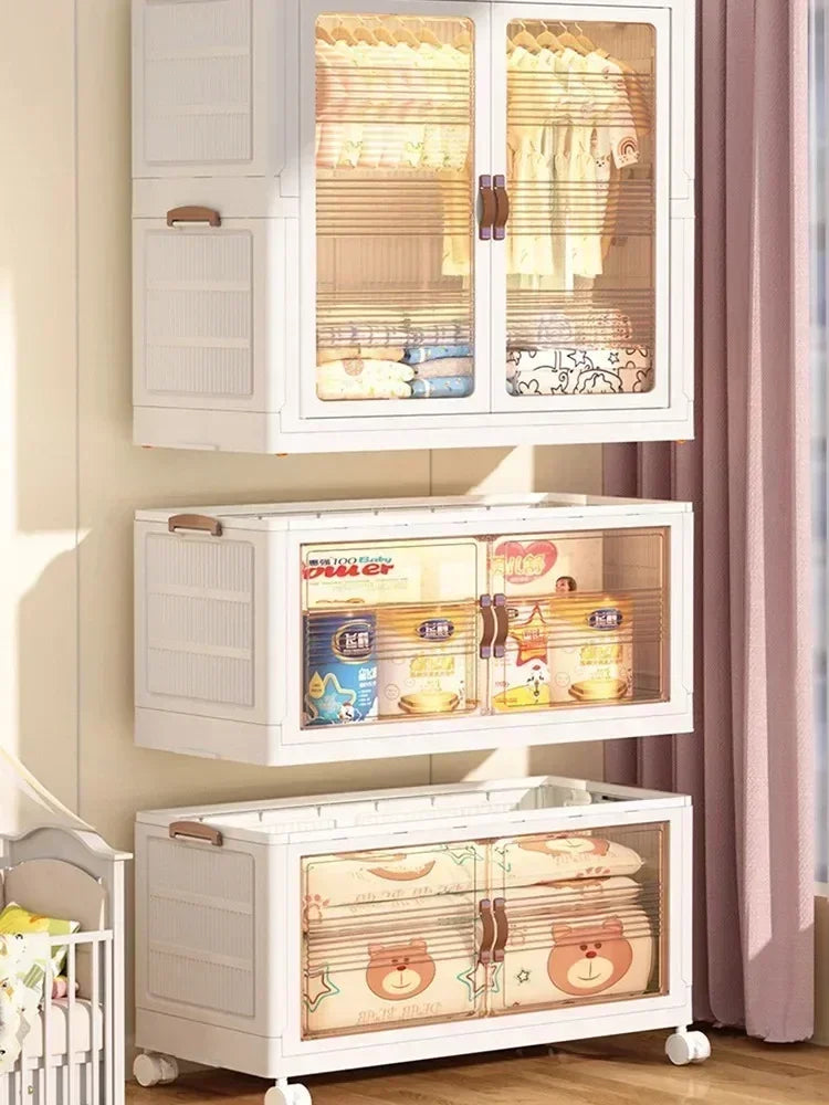 Organisateur de garde-robe pour bébé – Bacs à vêtements pliables et transparents
