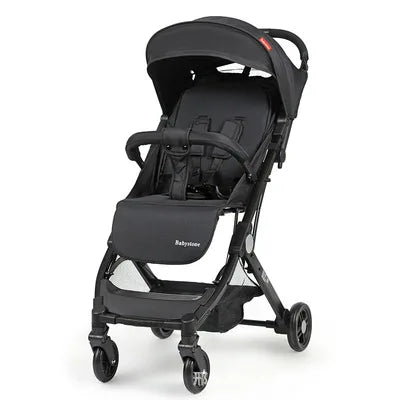 Poussette bébé légère à quatre roues pour les voyages – Poussette pliable avec suspension amortissante
