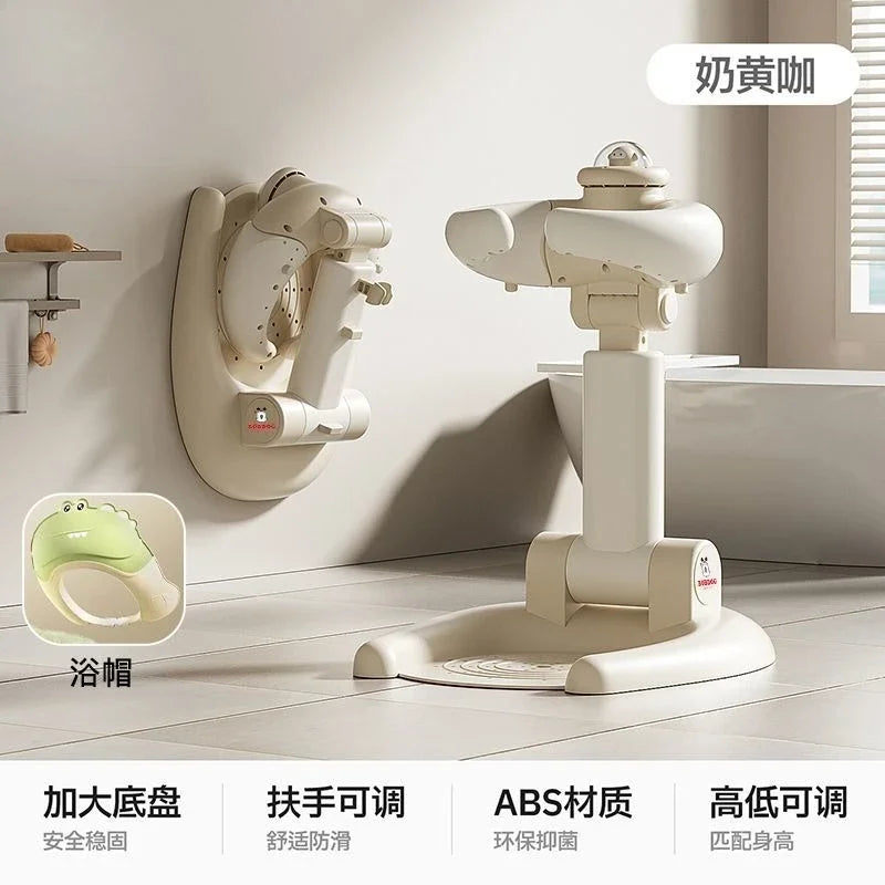 Station de bain pour bébé réglable – Table de lavage de cheveux pliable et sur pied