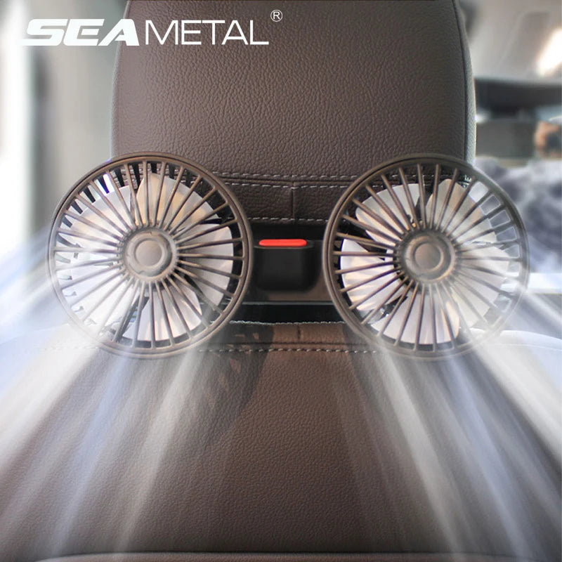 Ventilateur de cou à double tête – Refroidisseur de siège arrière de voiture rotatif à 360°
