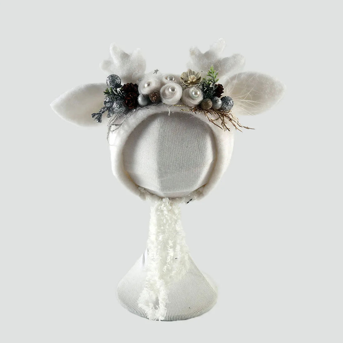 Bonnet à fleurs en feutre de laine mignon en forme de renard pour nouveau-né