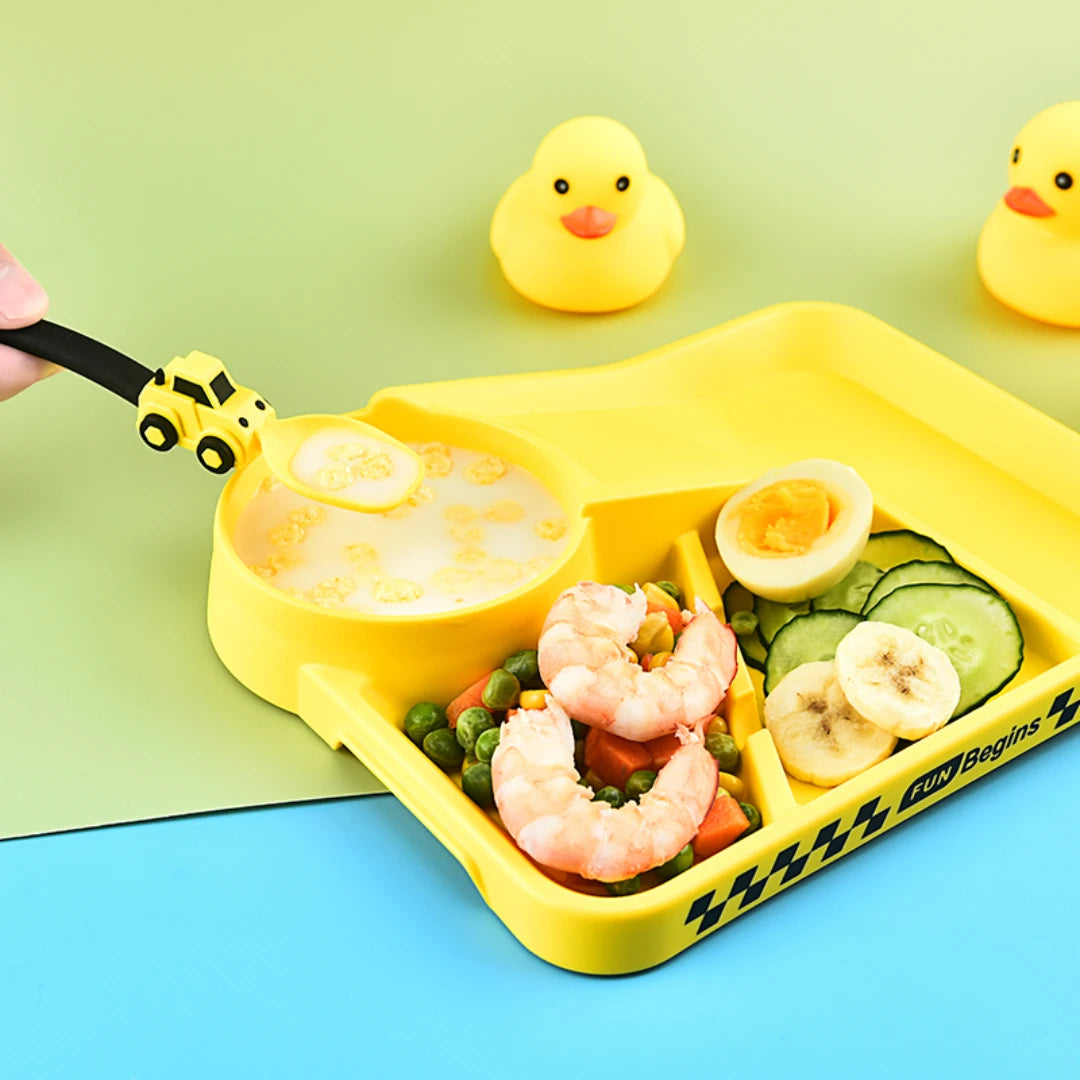 Infant Dinnerware – Spoon, Fork & Plate Kids Feeding Set