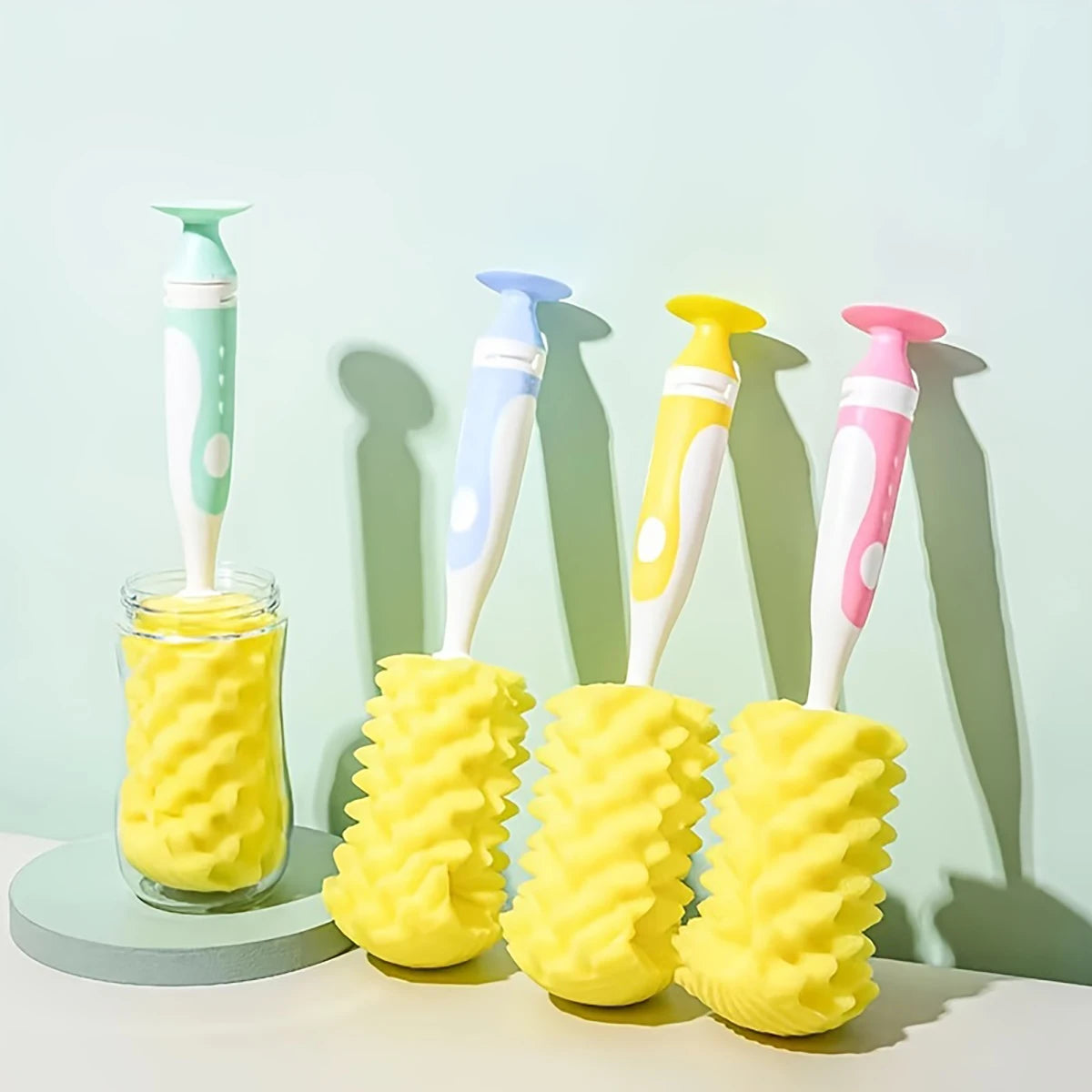 Soft Touch Baby Bottle Cleaner | 2-in-1 Sponge Brush with Suction Cup