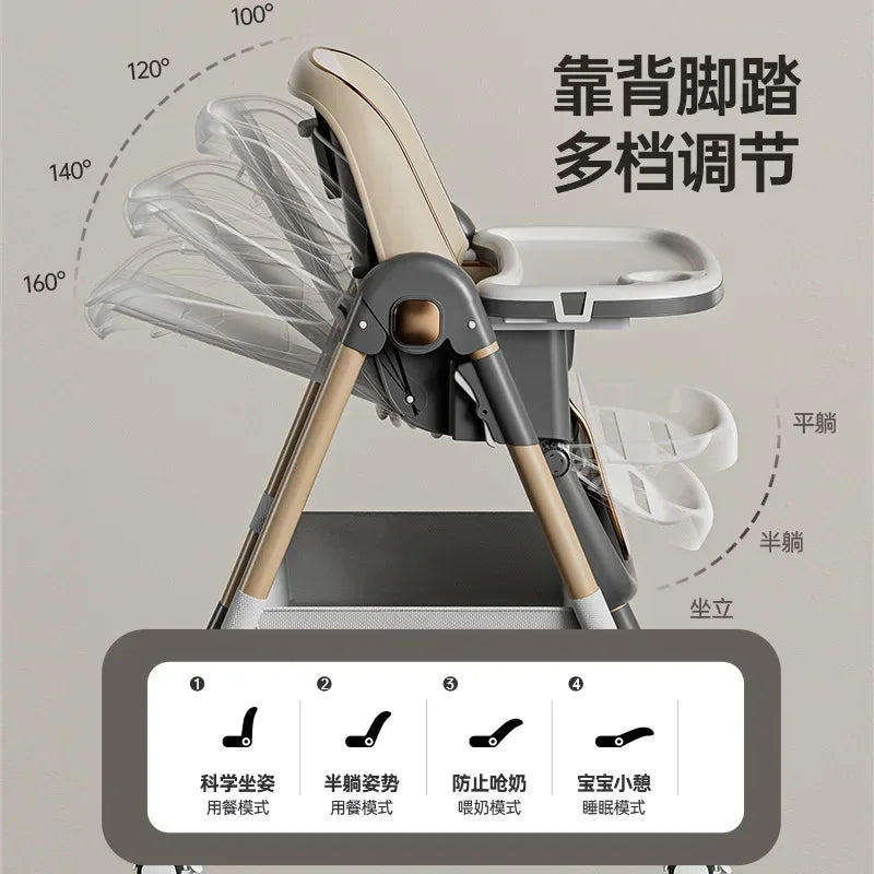 Chaise haute pliable pour bébé – Siège repas multifonctionnel pour enfants