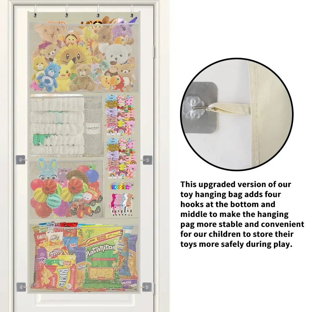 Over-Door Stuffed Toy Organizer – Hanging Storage Bag for Kids & Nursery