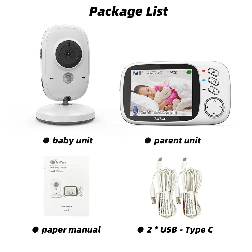 Wireless Baby Monitor 3.2" Screen with Night Vision and Audio
