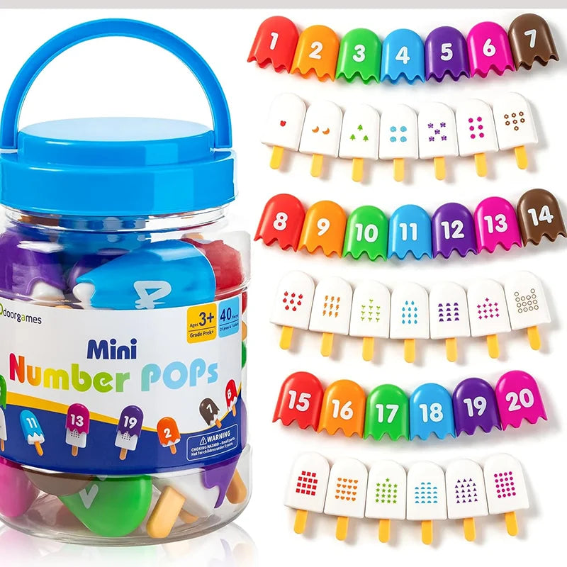 Jeu Montessori d'association de chiffres et de glaces – Apprentissage des couleurs et des chiffres