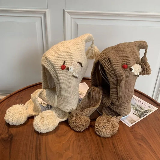 Bonnet et écharpe de Noël en tricot – Bonnet d'hiver chaud et chaud pour enfants