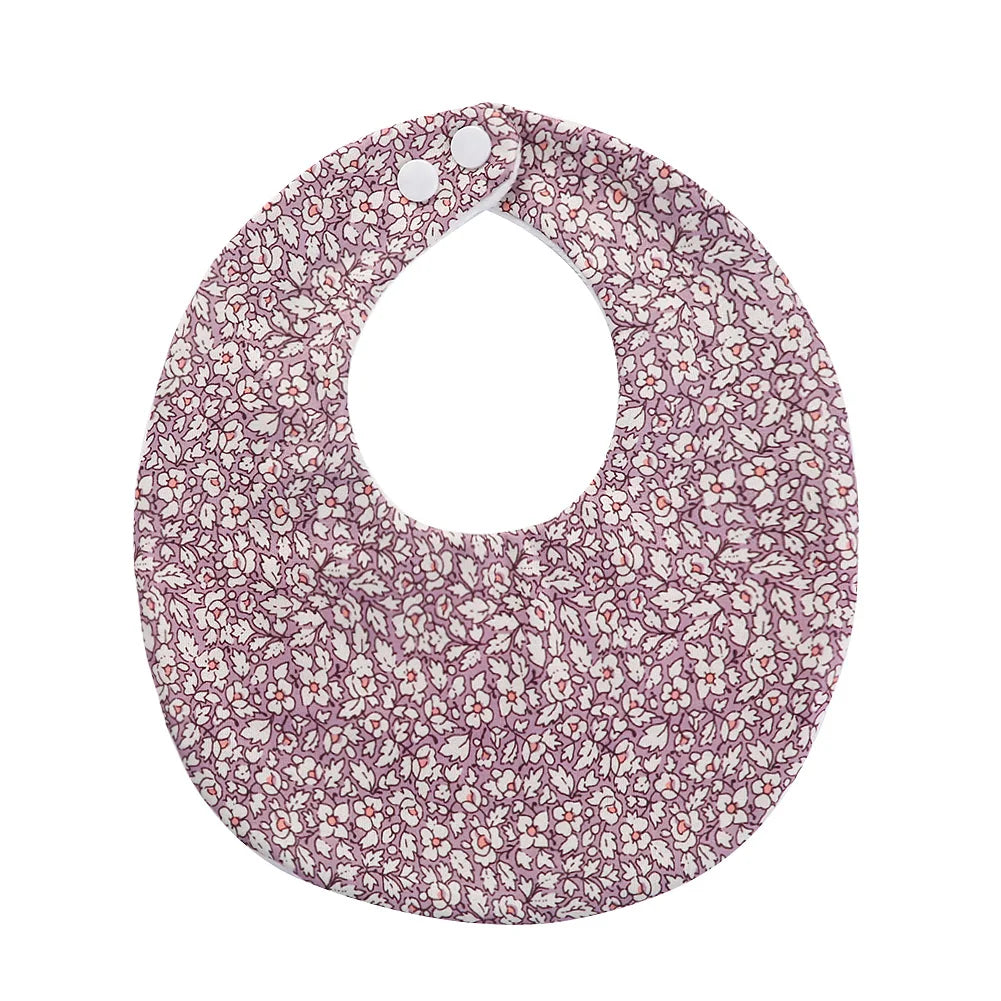 Flower Print Cotton Baby Bib – Adjustable Snap Bandana