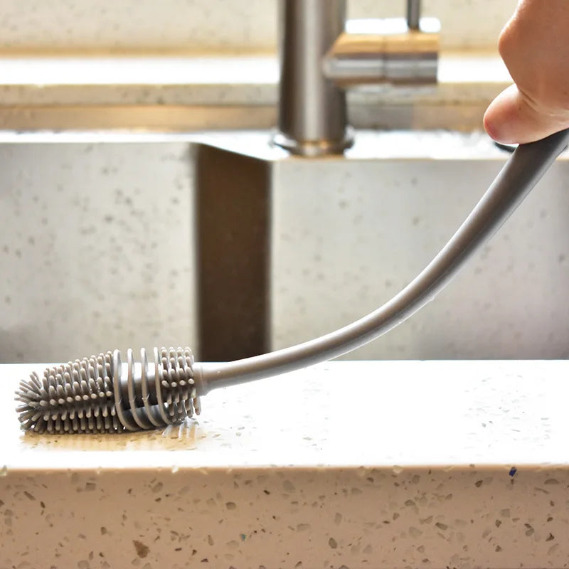 Brosse de nettoyage pour biberons | Brosse en silicone rotative à 360° avec long manche
