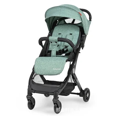 Poussette bébé légère à quatre roues pour les voyages – Poussette pliable avec suspension amortissante