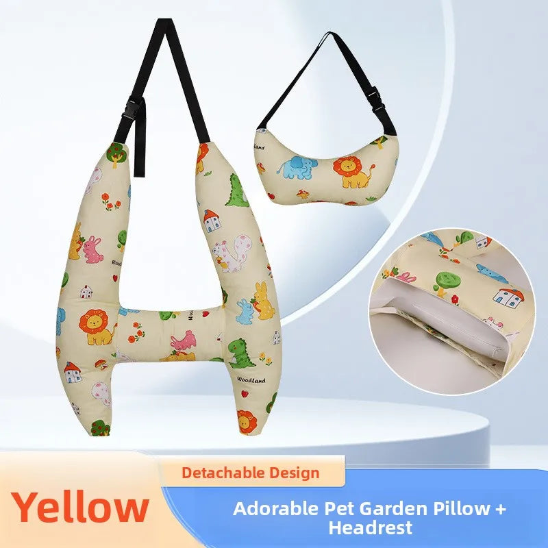 Cuion Kids Car Headrest Pillow | Neck & Sleep Support | Soft Wool Filling | Long Travel