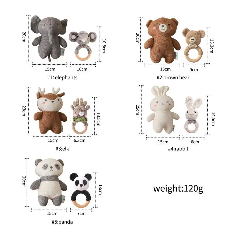 Handmade Crochet Bear & Rattles Set