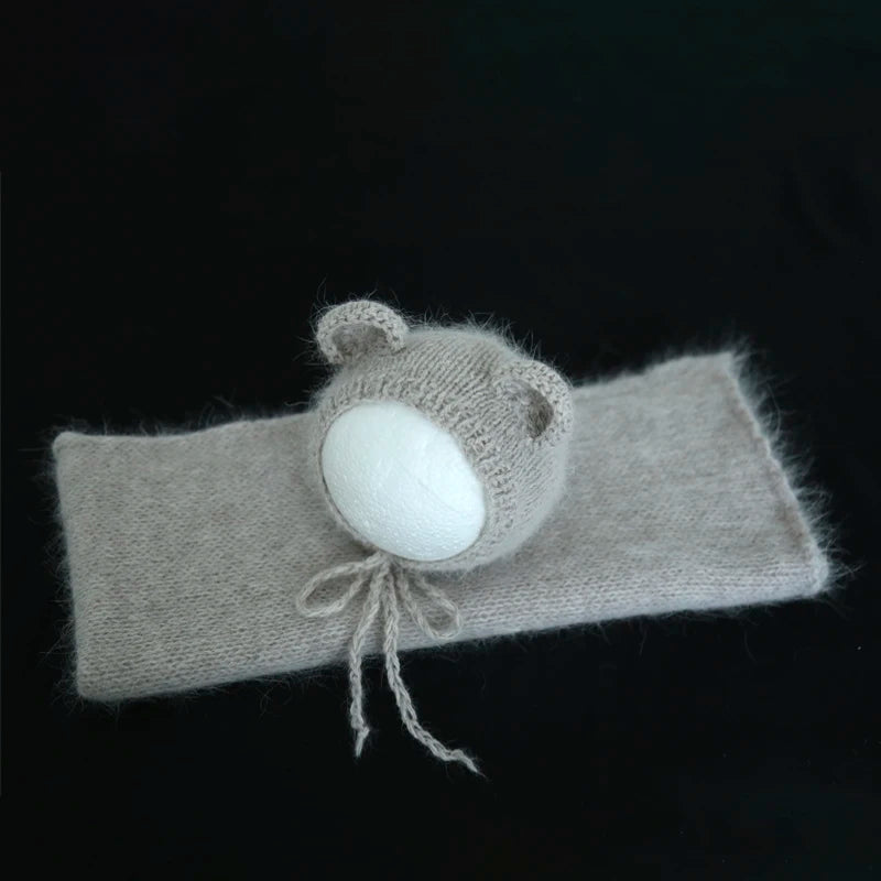 Color Dots Mohair Wrap Bonnet Set Baby Photo Prop
